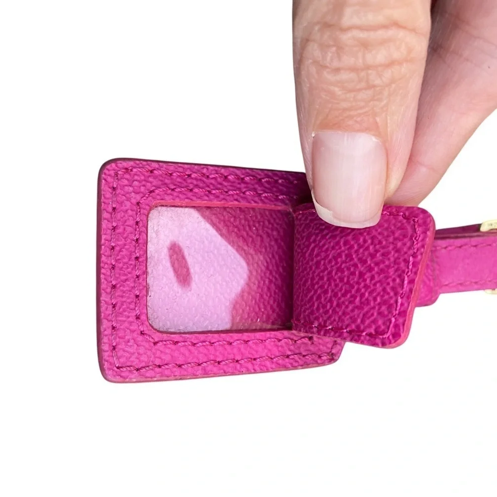 Tory Burch Pink Leather Luggage Tag
